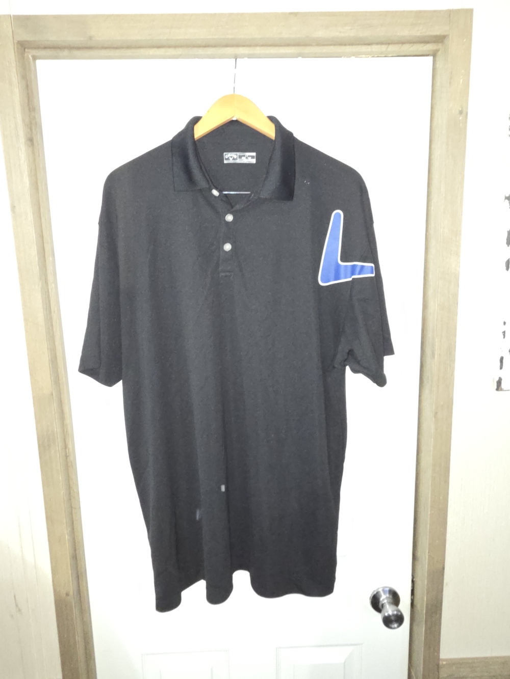 Callaway Black Polo with Blue Sleeve Accent
